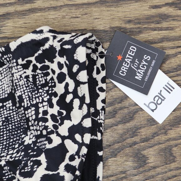 NWT Bar III Printed Side-Tab Hipster Bikini Bottom MBPM25501 Black Multi M - Picture 5 of 6